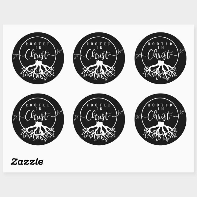 Sticker Rond Rooted in Christ (Feuille)