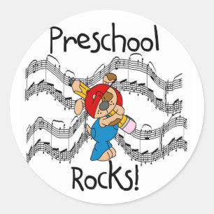 Sticker Rond Roquettes d'école maternelle chiot Tshirts et cade