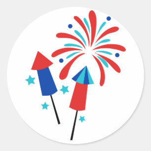 Sticker Rond Roquettes et feux d'artifice