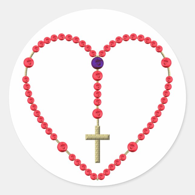 Sticker Rond Rosaire (Roses rouges et bleus) (Devant)