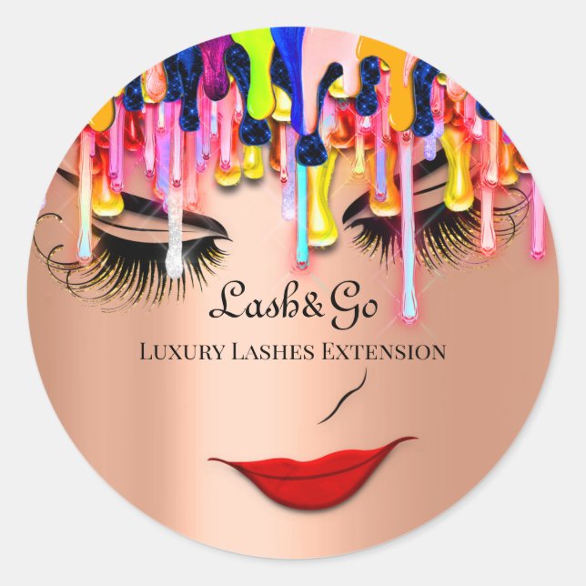 Sticker Rond Rose à lèvres rouge pour maquillage (Devant)