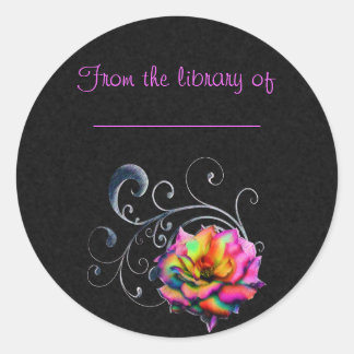 Sticker Rond Rose arc-en-ciel tourbillonnant
