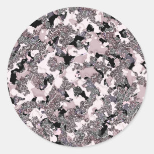 Sticker Rond Rose Argent & Beauté Noir Brillant Gloss Féminin