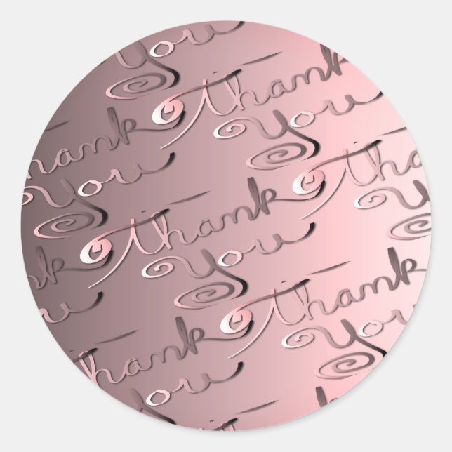Sticker Rond Rose argent "Merci" écrit à la main (Devant)