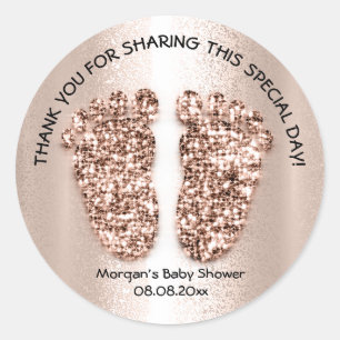 Sticker Rond Rose bébé pieds fille garçon douche Favoriser Merc