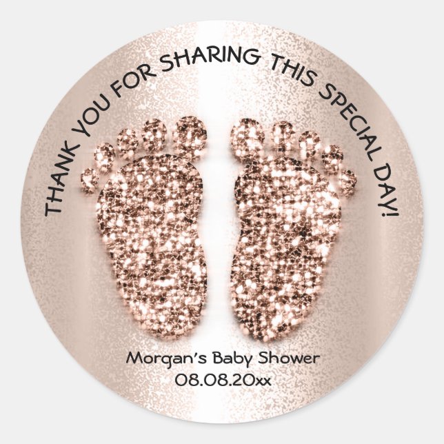 Sticker Rond Rose bébé pieds fille garçon douche Favoriser Merc (Devant)