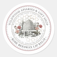 Rose Beeswax Lip Balm Vintage Skep avec peigne de