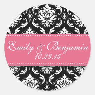 Sticker Rond Rose blanc noir d'autocollants de faveur de