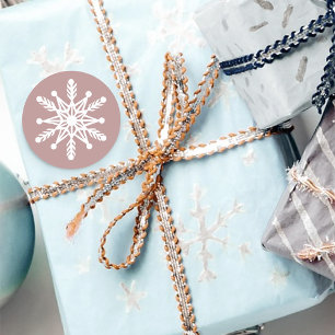 Sticker Rond Rose blanc Snowflakes rose