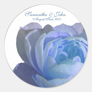 Sticker Rond Rose bleu - Enveloppe de mariage personnalisée