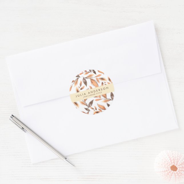 Sticker Rond Rose brillant moderne or Feuille Motif botanique  (Enveloppe)