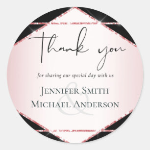 Sticker Rond Rose budget Gold Foil Look Mariage géométrique