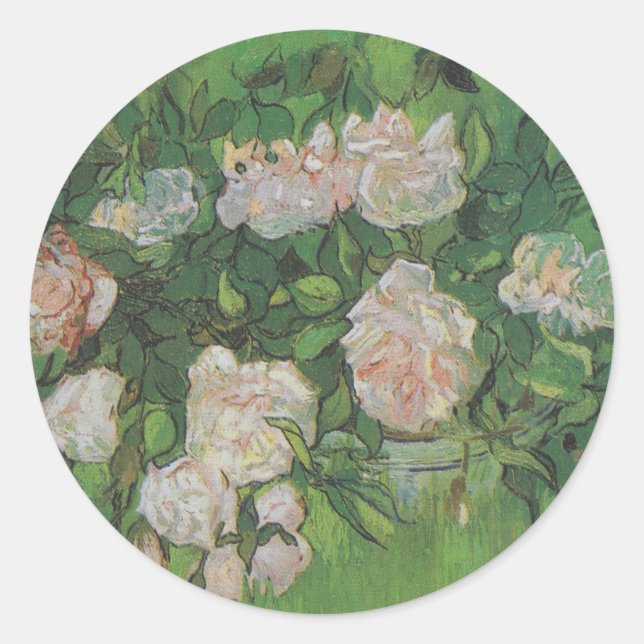 Sticker Rond Rose Bush par Vincent Van Gogh (Devant)