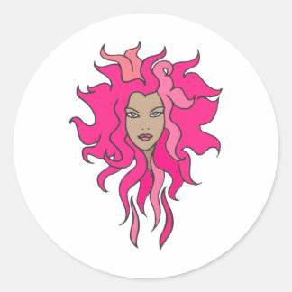 Sticker Rond Rose chaud