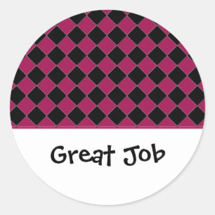 Sticker Rond Rose Chaude et Diamants Noirs Motivationnel