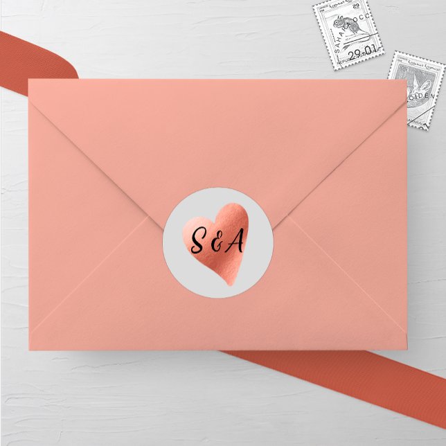 Sticker Rond Rose chic Gold Mariage de coeur (Créateur téléchargé)