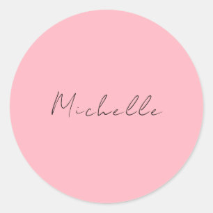 Sticker Rond Rose Clair Professionnel Écriture Manuscrite Class