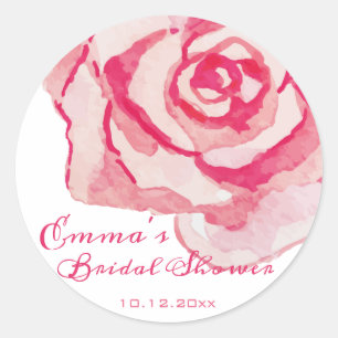 Sticker Rond Rose d'aquarelle rose Fête des mariées personnal
