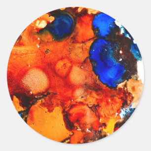 Sticker Rond Rose d'art abstrait orange rouille