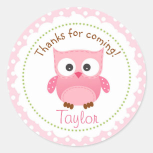 Sticker Rond Rose d'autocollant de hibou (ęr cadeau de