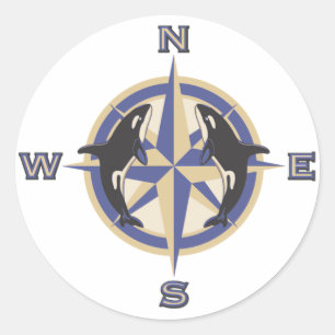 Sticker Rond Rose de boussole