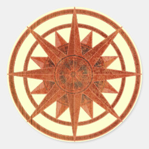 Sticker Rond Rose de boussole