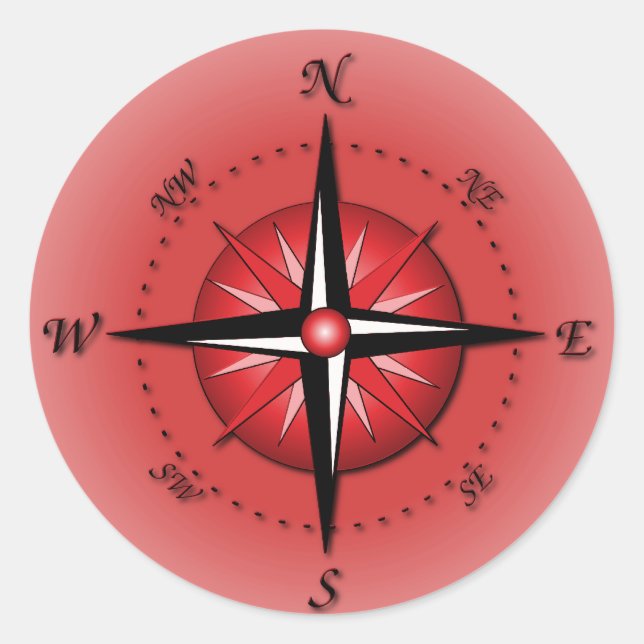 Sticker Rond Rose de boussole (Devant)