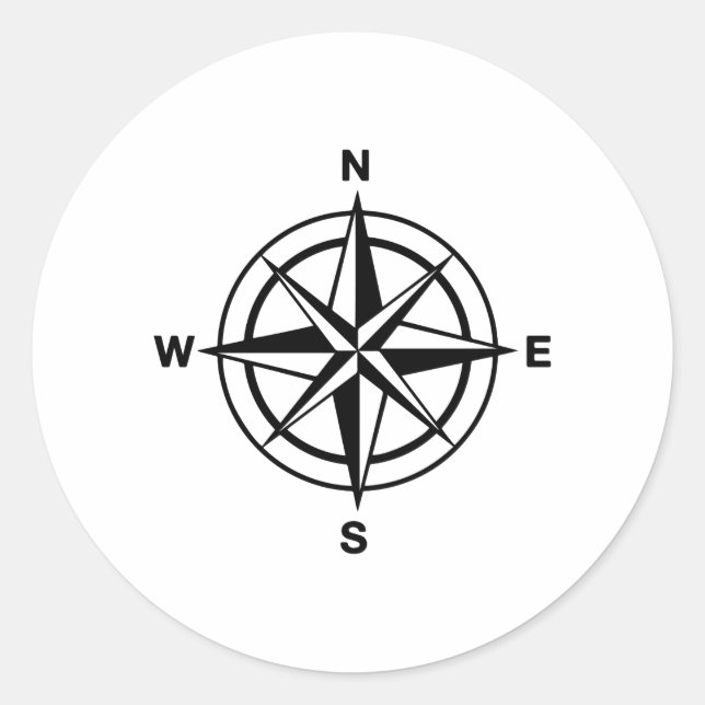 Sticker Rond Rose de boussole nautique (Devant)