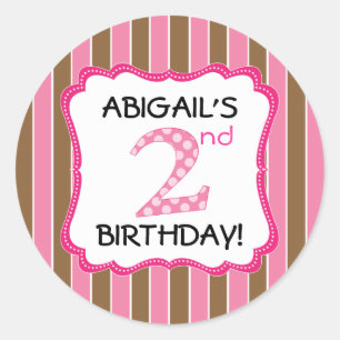 Sticker Rond Rose/de Brown filles anniversaire mignons en