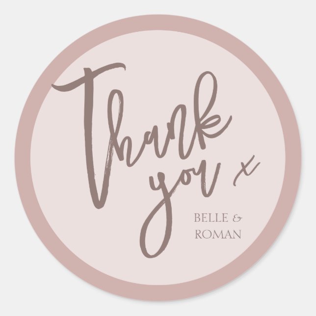 Sticker Rond Rose de calligraphie simple Merci d'or Mariage (Devant)