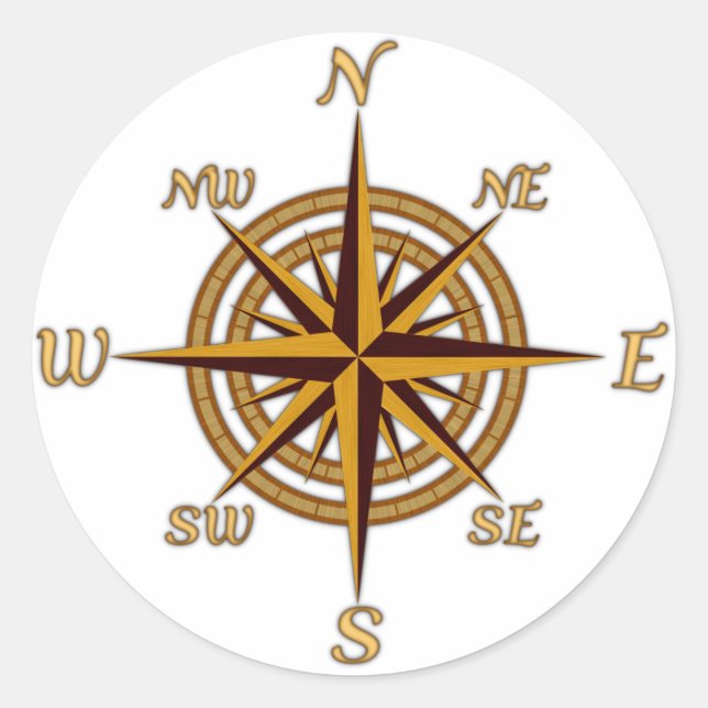 Sticker Rond Rose de la Compass antique (Devant)