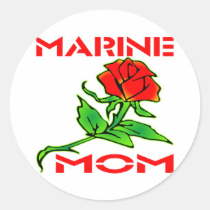 Sticker Rond ROSE de la maman marine USMC