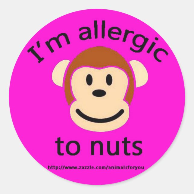 Sticker Rond Rose de l'allergie des noix (Devant)