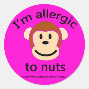 Sticker Rond Rose de l'allergie des noix
