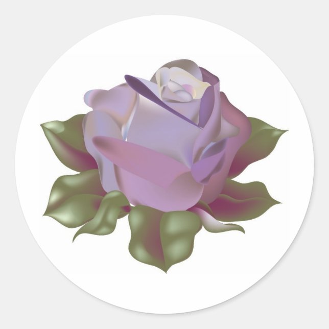 Sticker Rond Rose de lavande Bud avec Feuilles (Devant)