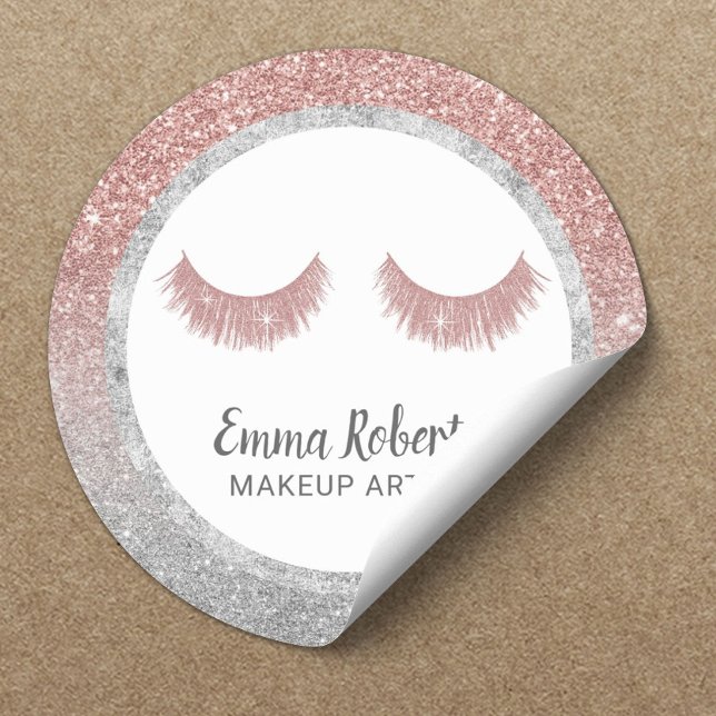 Sticker Rond Rose de maquillage  Gold & Silver Parties scintill (Créateur téléchargé)