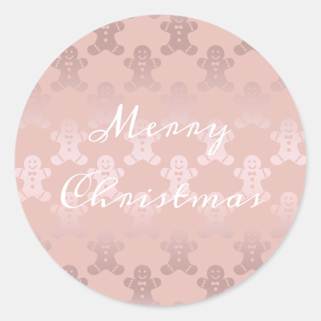 Sticker Rond Rose de Noël mignon Gold Gingerbread Homme Motif (Devant)