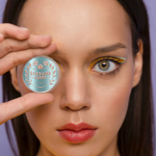 Sticker Rond Rose d'échantillon du test de la Monnaie Turquoise