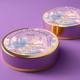 Sticker Rond Rose d'emballage de beurre corps pourpre