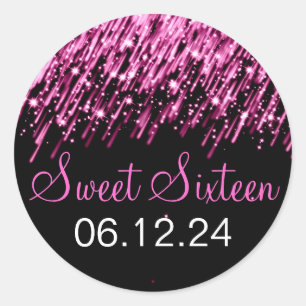 Sticker Rond Rose d'étoiles filantes de sweet sixteen
