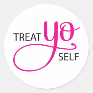 Sticker Rond Rose d'individu de Yo de festin