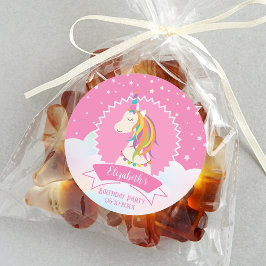 Sticker Rond Rose Elegant Dreamy Magique Unicorn fille Annivers