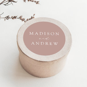 Sticker Rond Rose élégant moderne Dusty Mariage personnalisé