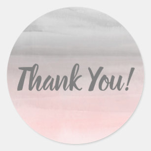 Sticker Rond Rose Émouvant & Ombré Moderne en Aquarelle Gris