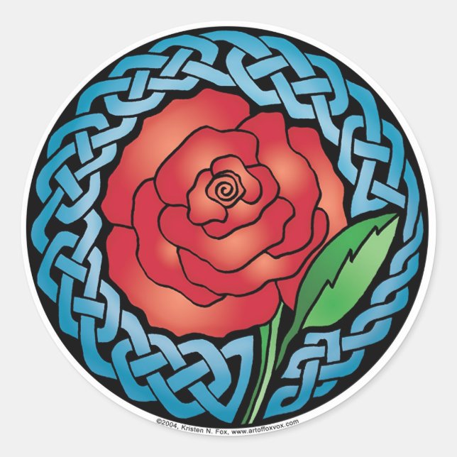 Sticker Rond Rose en verre feutré celtique (Devant)