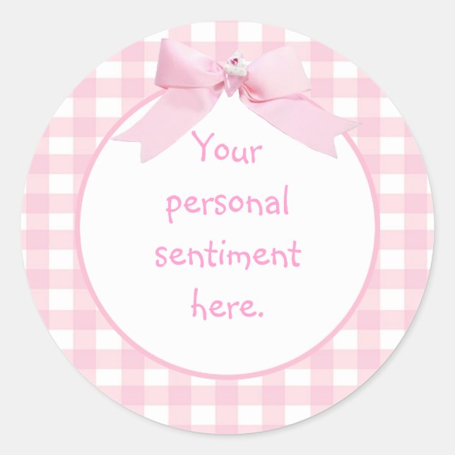 Sticker Rond Rose En vichy 2 (Devant)