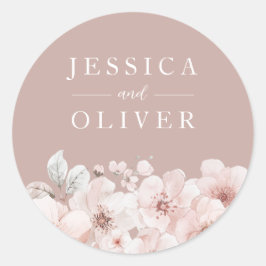 Sticker Rond Rose et Blush Floral Toutes saisons Mariage
