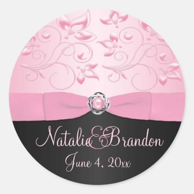 Sticker rond rose et noire de 1,5 po (Devant)