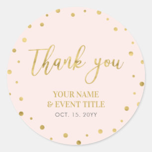 Sticker Rond Rose et or   Anniversaire moderne Favoriser Merci