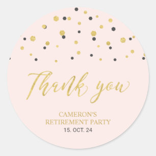 Sticker Rond Rose et Or   Cadeau de retraite moderne Merci